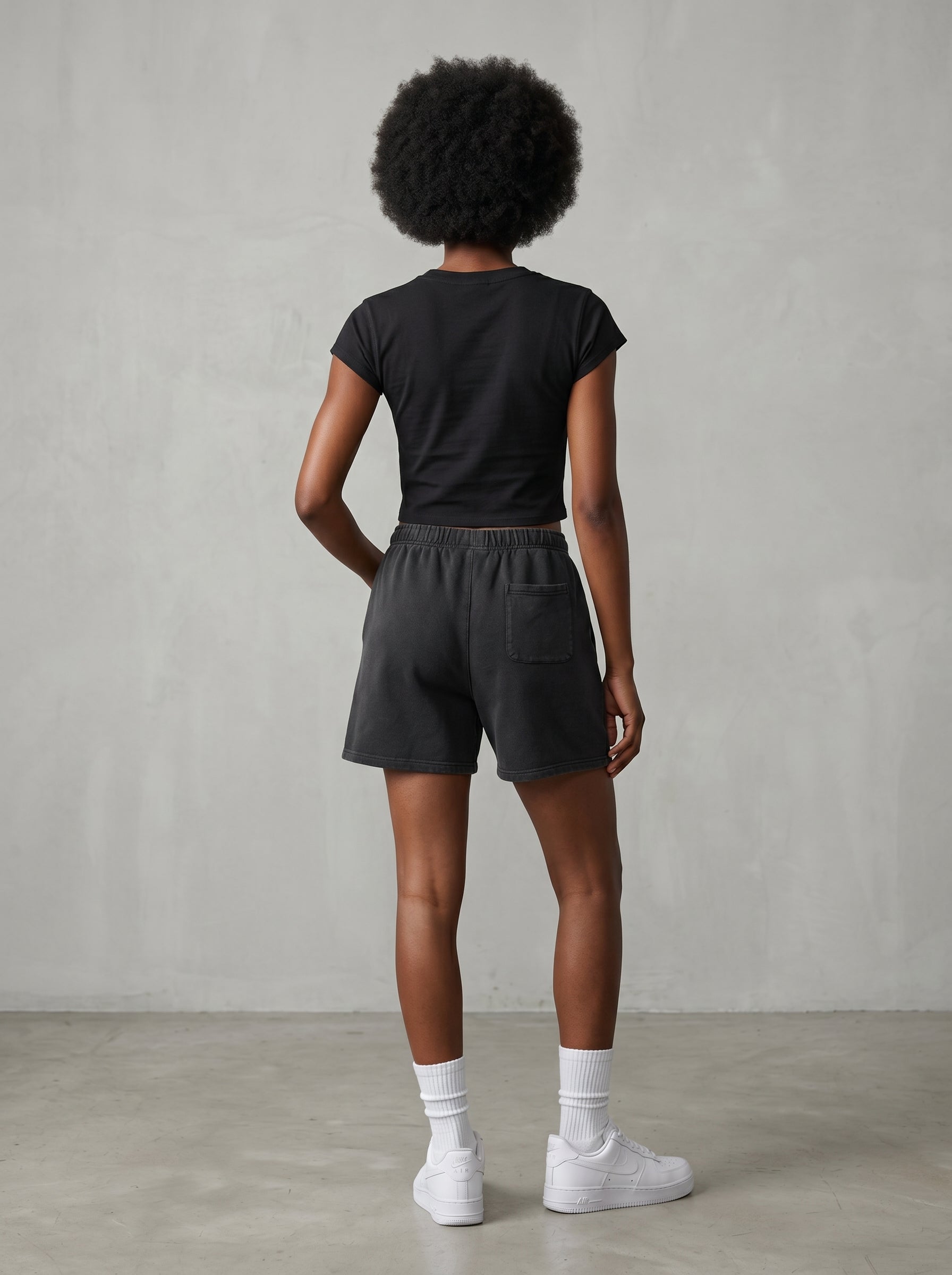 KORTEZ - Vintage Wash Cotton Shorts / Black