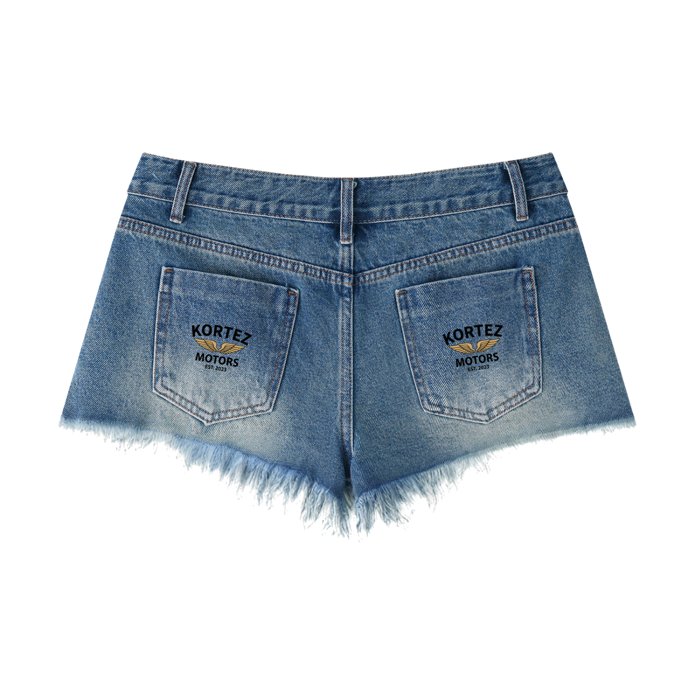 KORTEZ - Vintage Wash Raw Hem Shorts / Blue