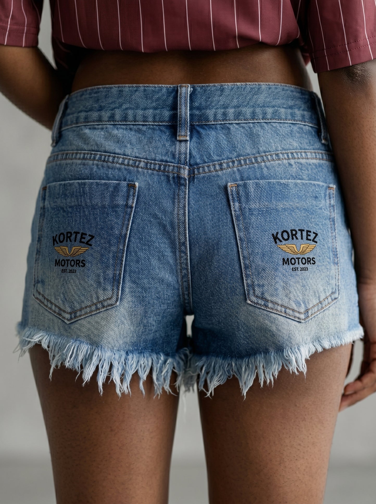 KORTEZ - Vintage Wash Raw Denim Shorts / Blue