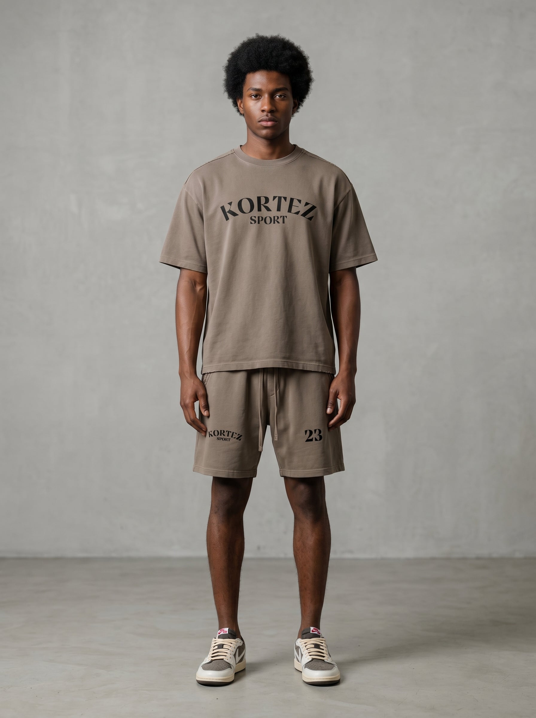 KORTEZ - Vintage Wash Raw Edge Shorts / Khaki