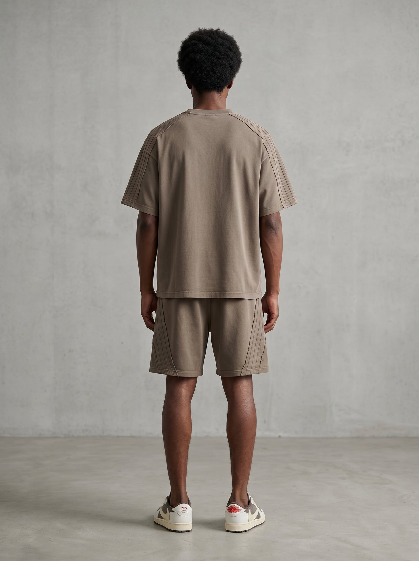 KORTEZ - Vintage Wash Raw Edge Shorts / Khaki