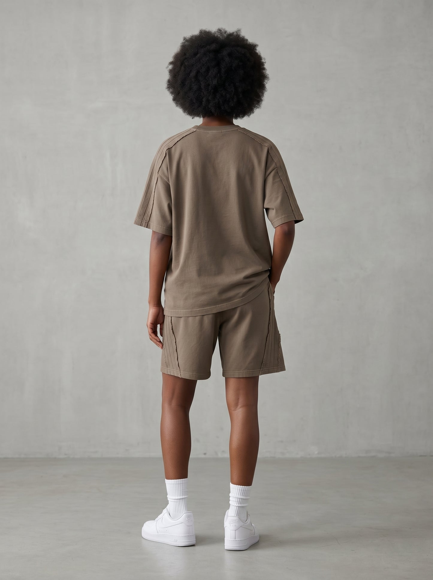 KORTEZ - Vintage Wash Raw Edge Shorts / Khaki