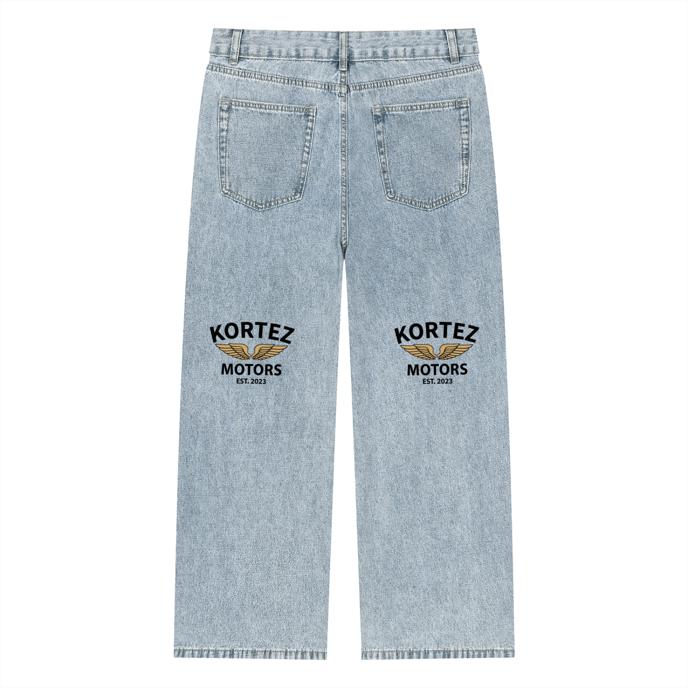 KORTEZ - Vintage Wash Straight Leg Jeans / Blue