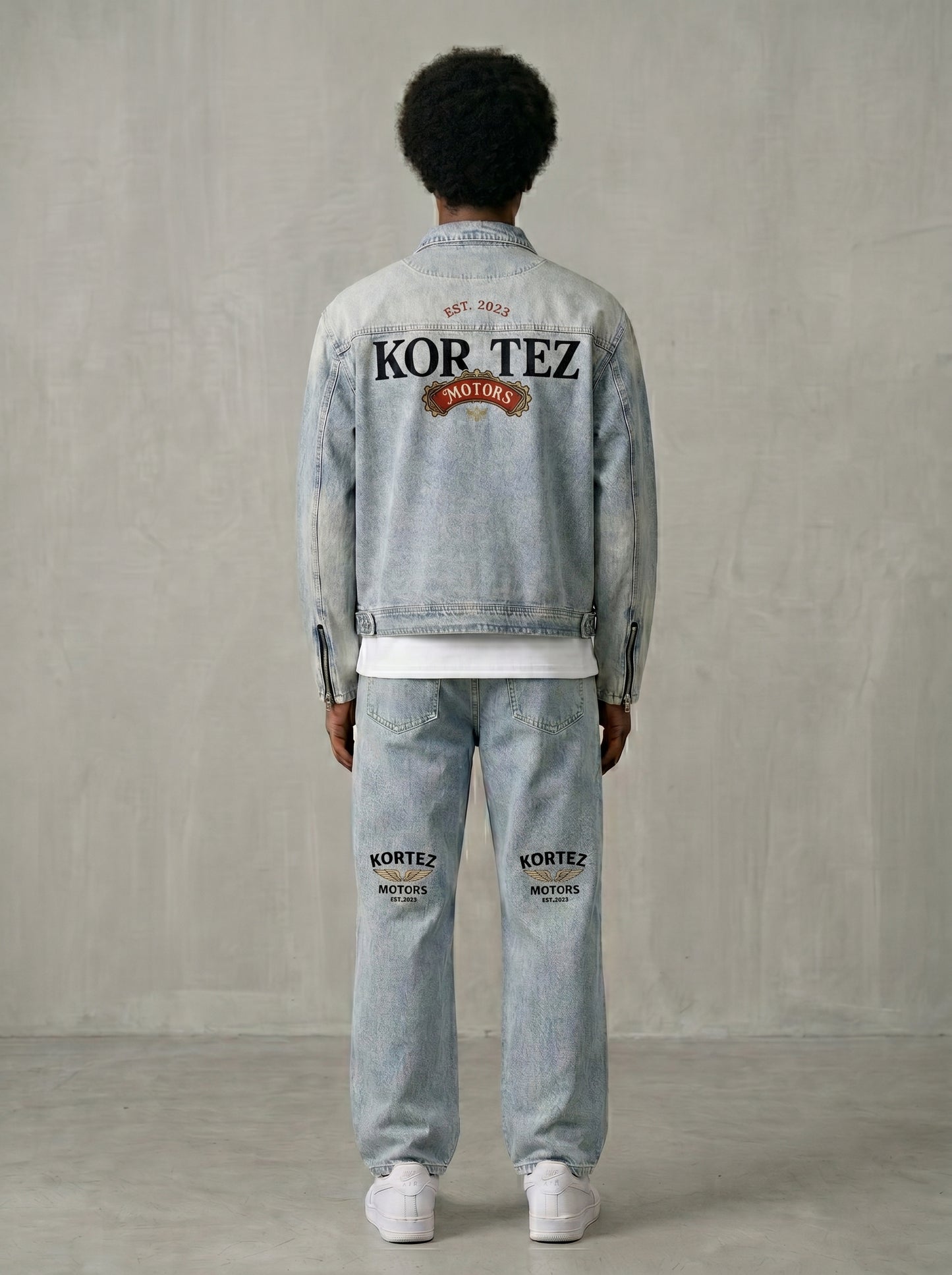 KORTEZ - Vintage Wash Zip Denim Jacket / Blue