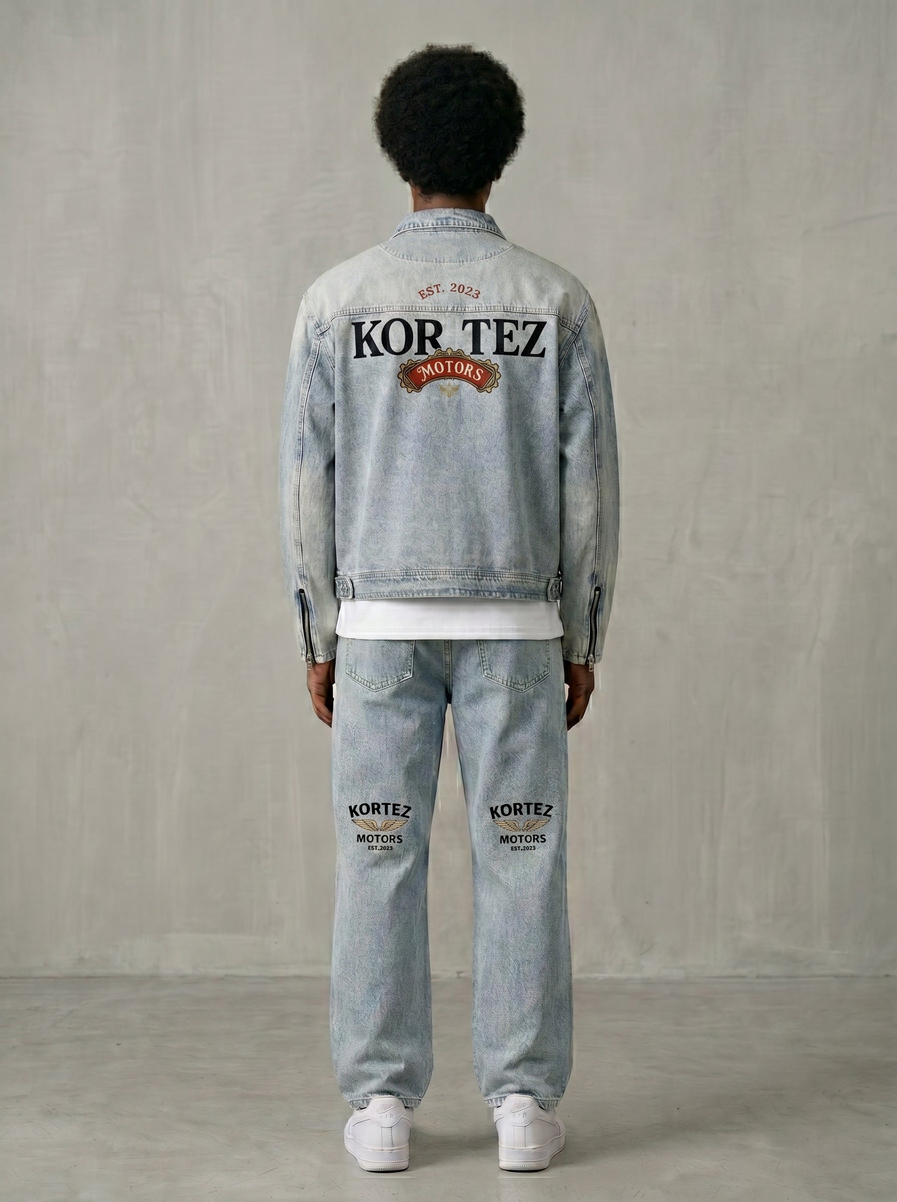 KORTEZ - Vintage Wash Zip Denim Jacket / Blue