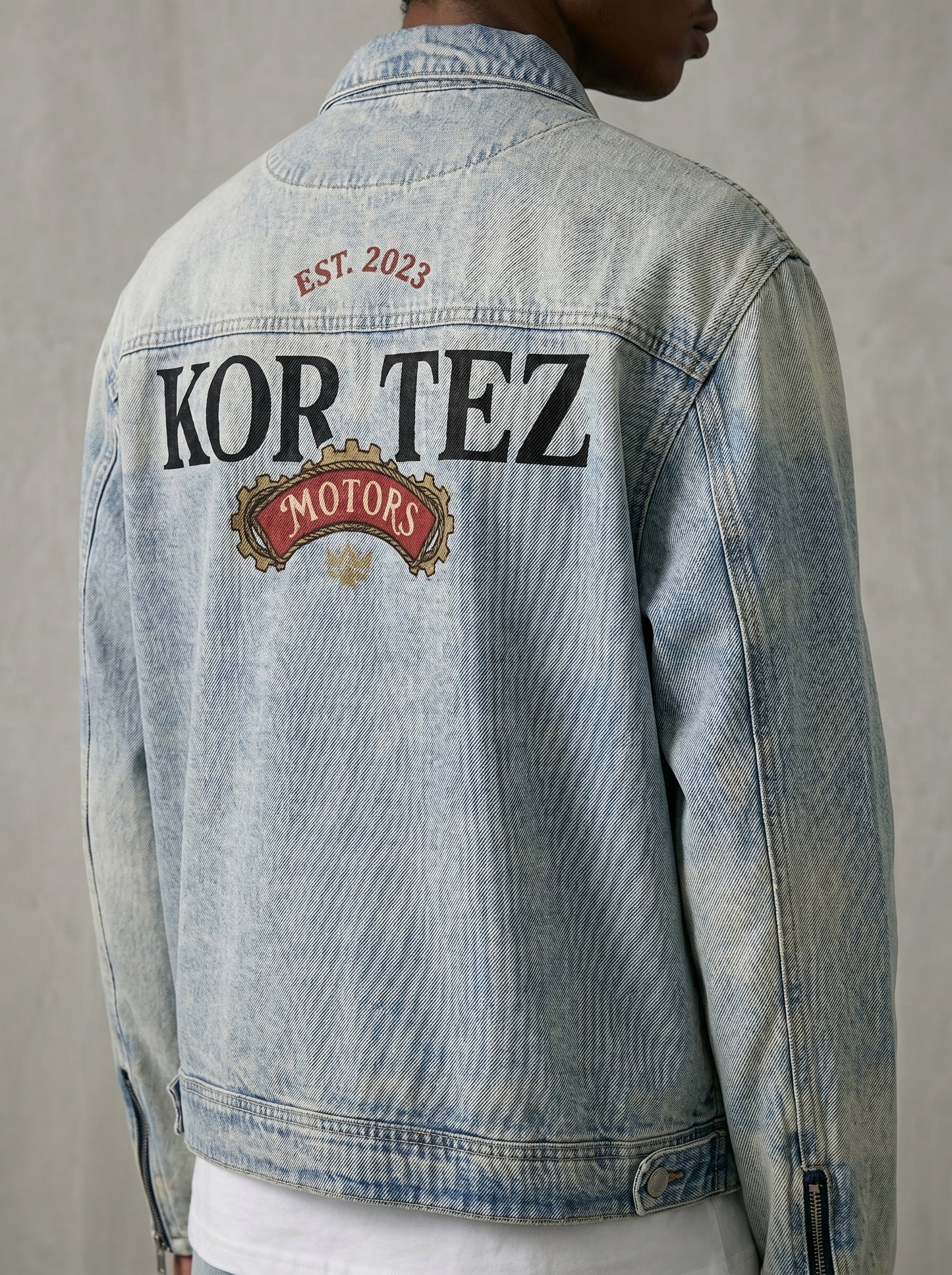KORTEZ - Vintage Wash Zip Denim Jacket / Blue