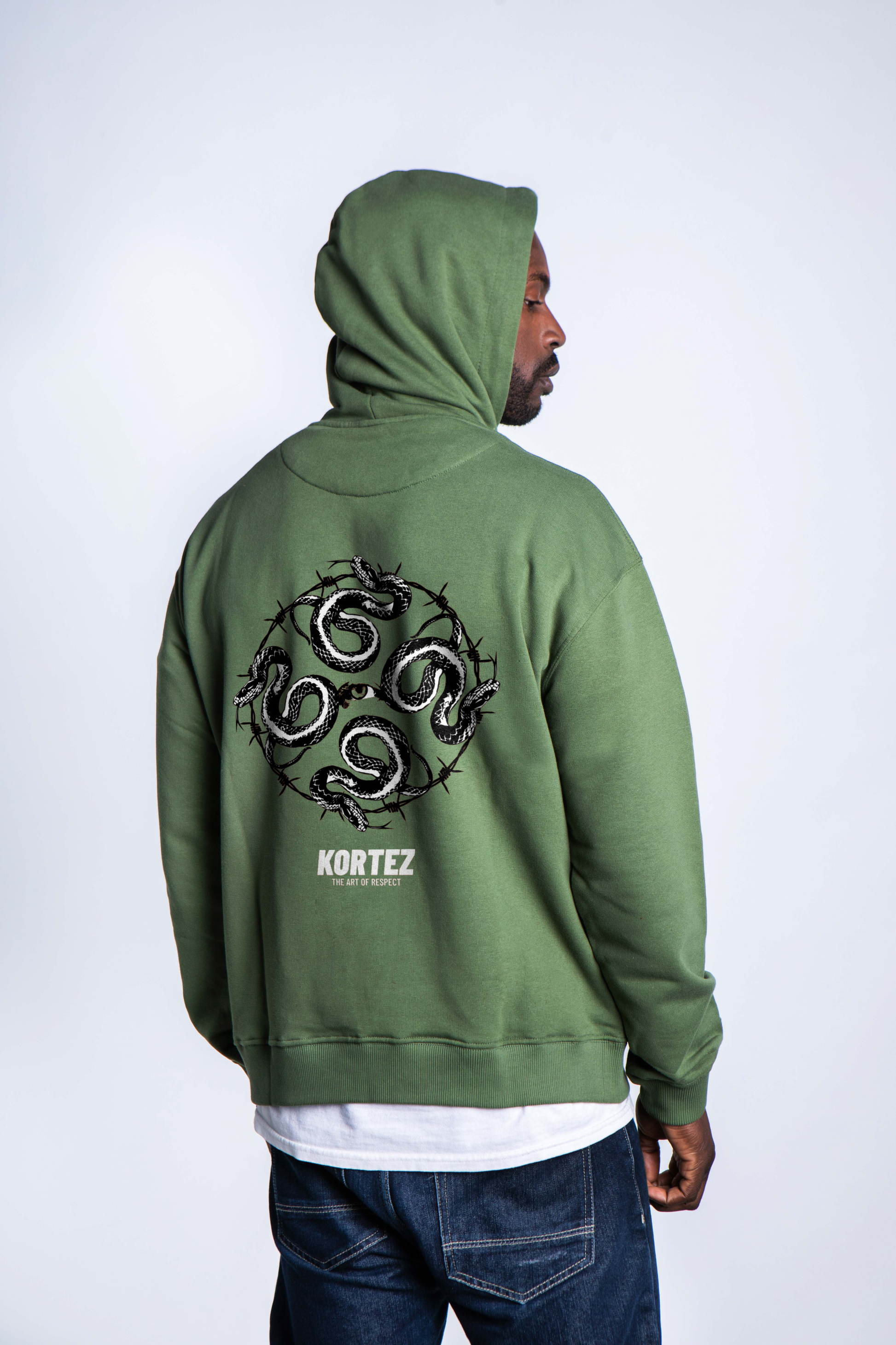 KORTEZ - Monogrammed Python Hoodie (Cypress Green)