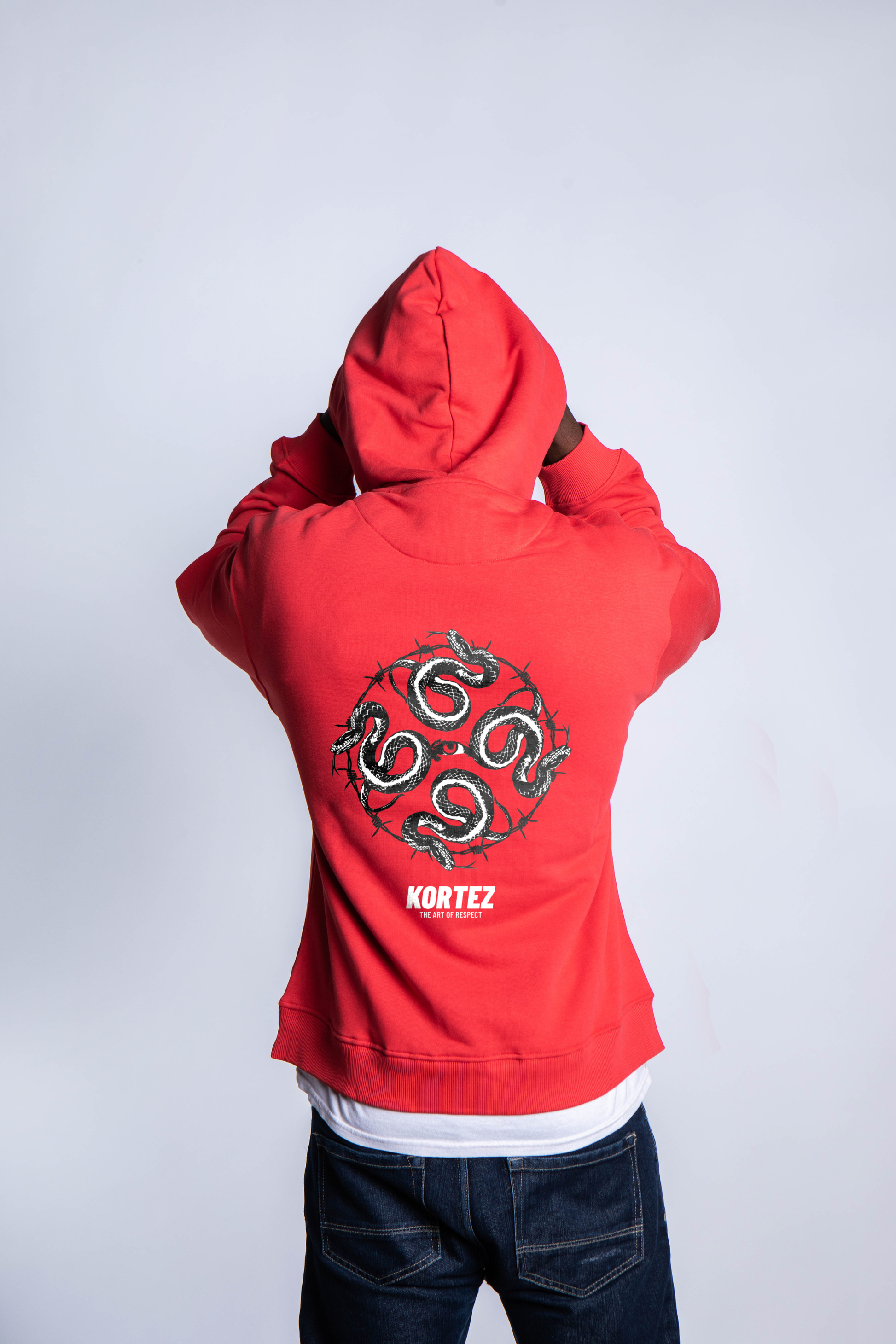 KORTEZ - Monogrammed Python Hoodie (Mars Red)