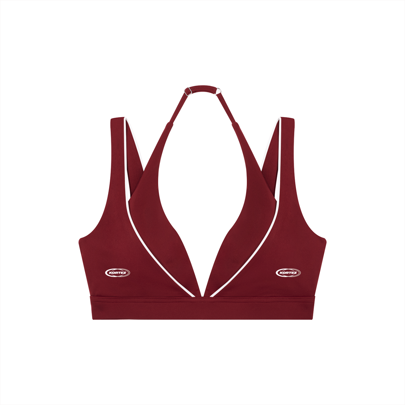 KORTEZ - Halter Neck Yoga Performance Sports Bra / Wine Red