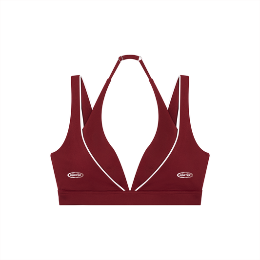 KORTEZ - Halter Neck Yoga Performance Sports Bra / Wine Red