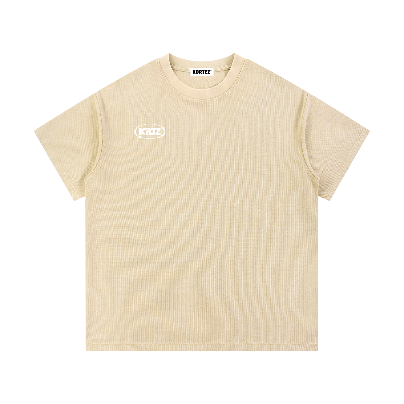 KORTEZ - Essential Waffle Knit Tee / Light Apricot