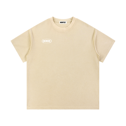 KORTEZ - Essential Waffle Knit Tee / Light Apricot