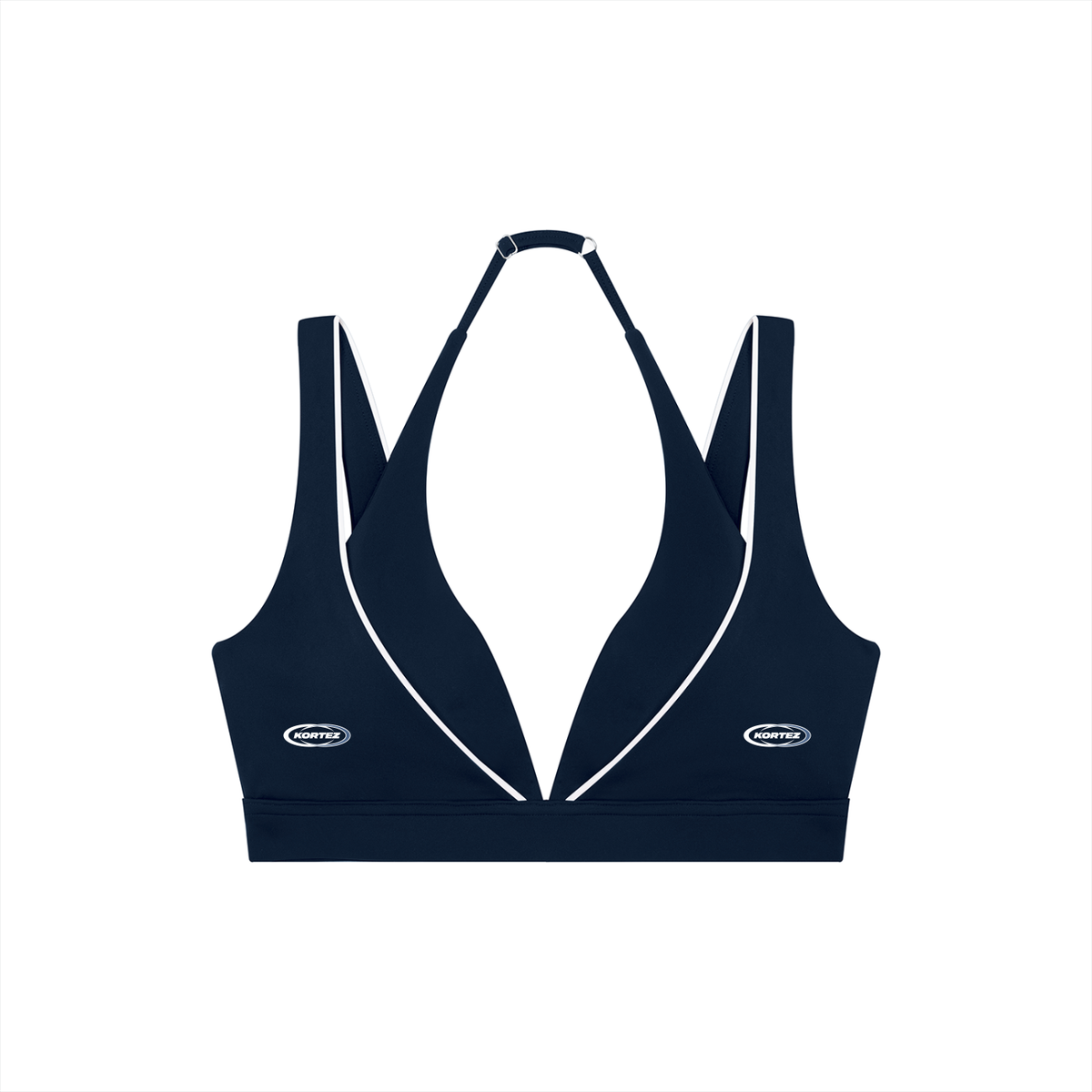 KORTEZ - Halter Neck Yoga Performance Sports Bra / Navy Blue