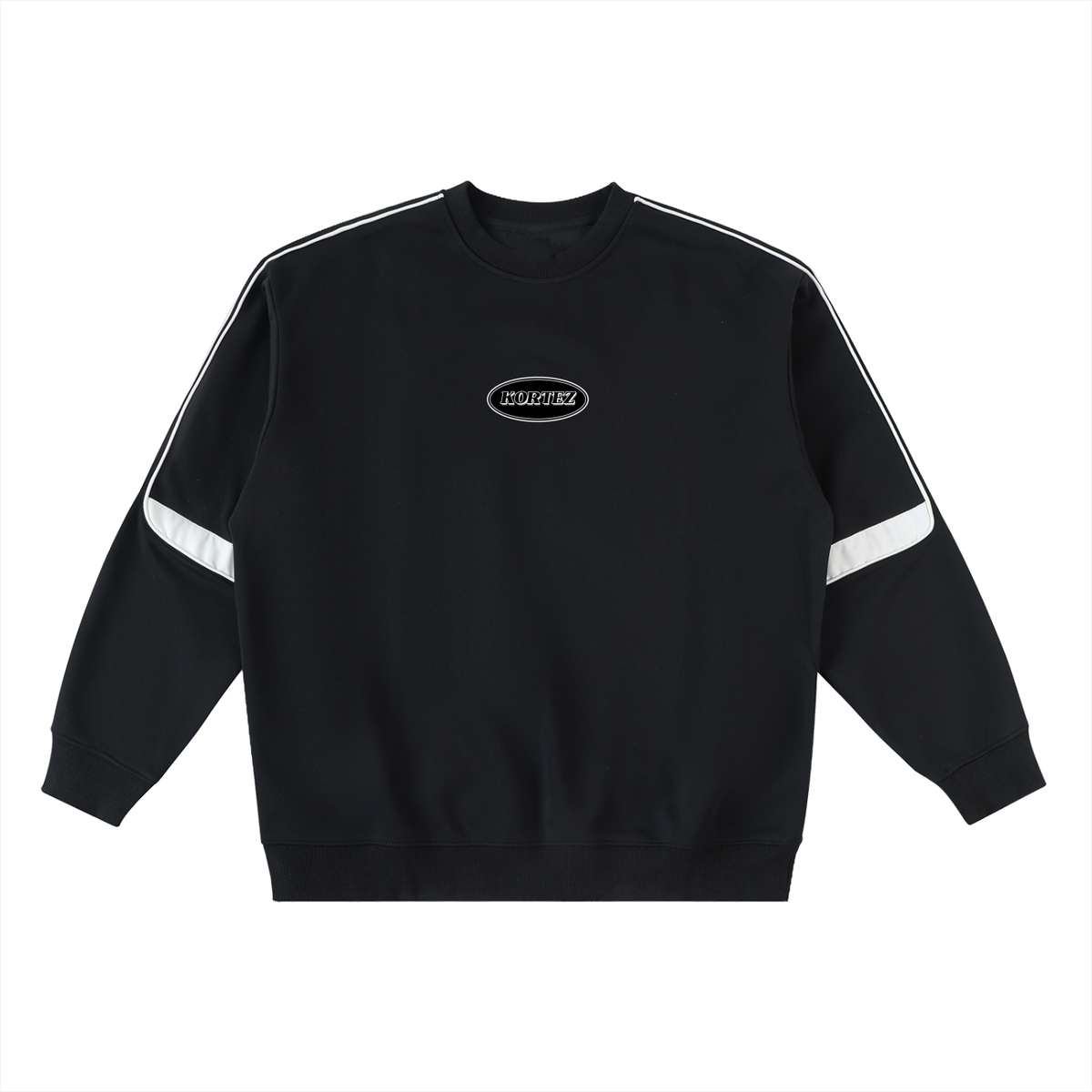 KORTEZ - Oversized Crewneck Taped Sweatshirt Piping / Black
