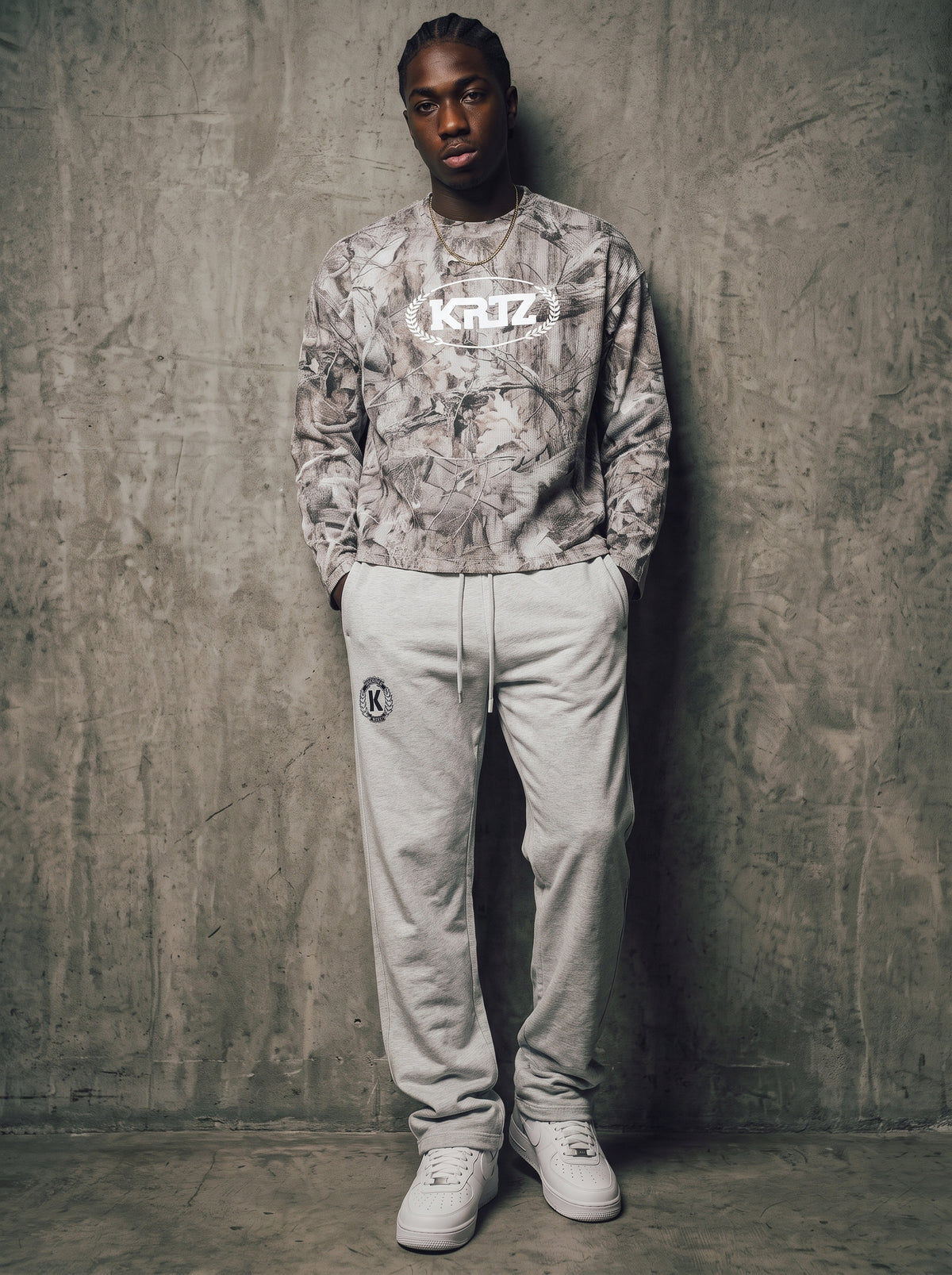KORTEZ - Woodland Waffle Long Sleeve Tee / Tree Camo